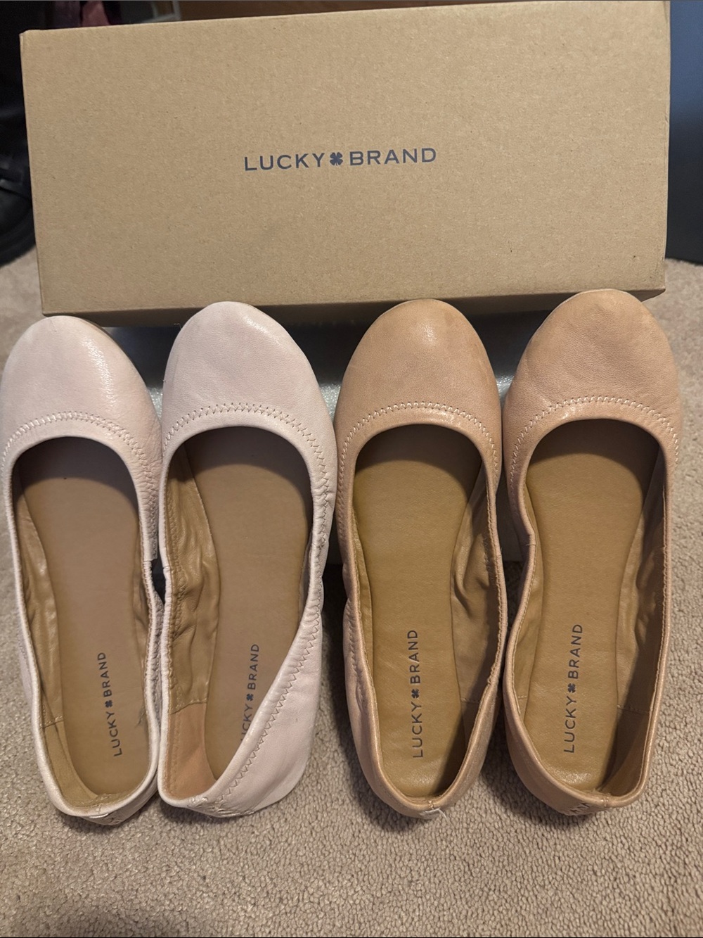 Lucky Brand Two-Tone Ballet Flats in Light Beige/Pink and Tan